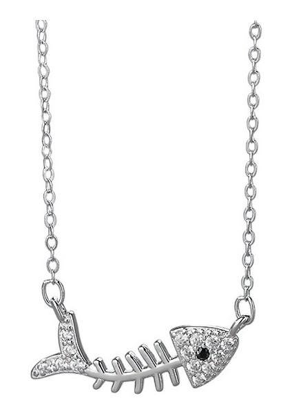 Kadınlar Için Balık Kılçığı Kolye Mikro Kakmalı Zirkonyum Japon ve Kore Orman Tarzı Köprücük Kemiği Zinciri Yaratıcı Moda Kolye (Yurt Dışından)