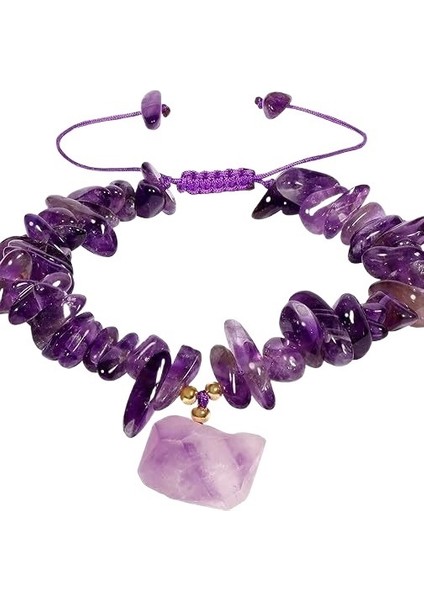 Doğal Kristal Çakıl Bilezik Ametist Kolye Bilezik ile Düzensiz Kendin Yap Takı Renkli Çakıl Boncuklu El Takı (Yurt Dışından)