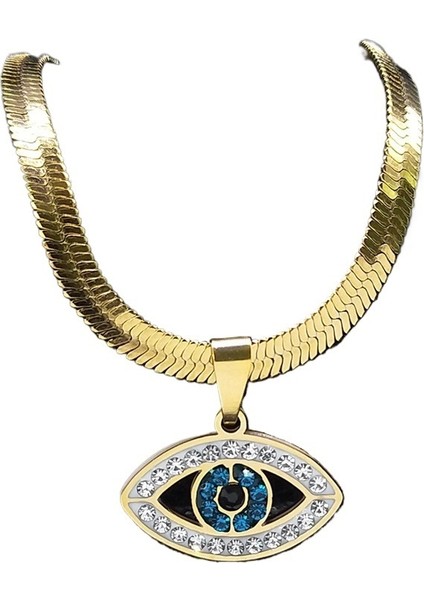 Islami Kötü Mavi Göz Kolyesi Paslanmaz Çelik Türk Gözü Kolyesi (Yurt Dışından)