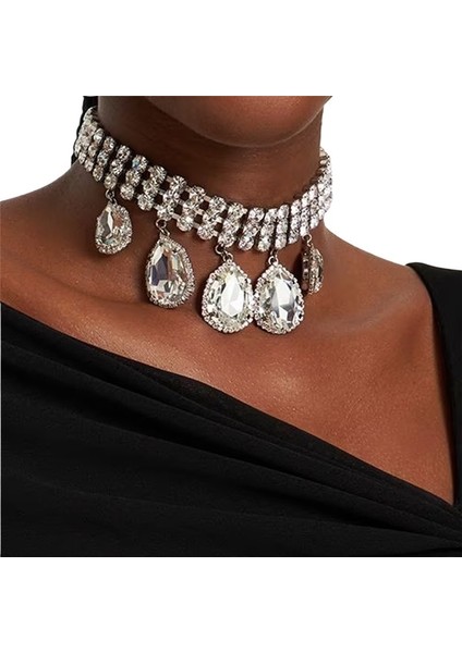 Yapay Elmas Kolye Mizaç Yüksek Dereceli Su Damlası Şekli Kolye Kadınlar Için Klasik Kolye Aksesuarları (Yurt Dışından)