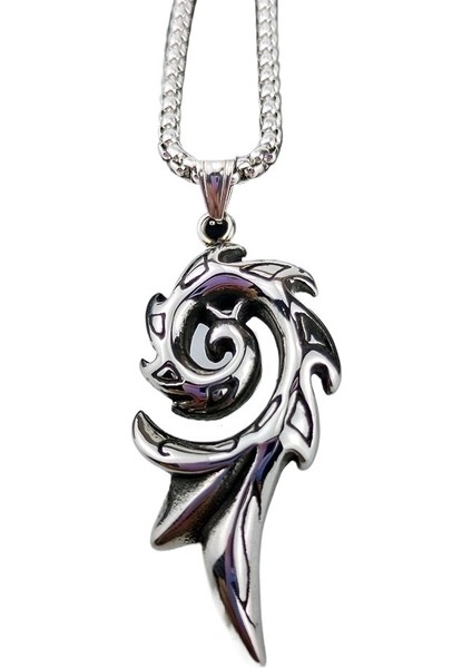 Phoenix Flame Titanyum Çelik Erkek Kolye Erkek Kare Inci Paslanmaz Çelik Kolye (Yurt Dışından)