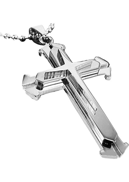 Erkek Haç Kolye Gümüş Altın Siyah Egemen Kolye (Yurt Dışından)