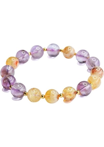 Yaz Bayanlar Doğal Dokuz Mor Ateş Ametist Bilezik Sarı Kule Kristal Bilezik (Yurt Dışından)