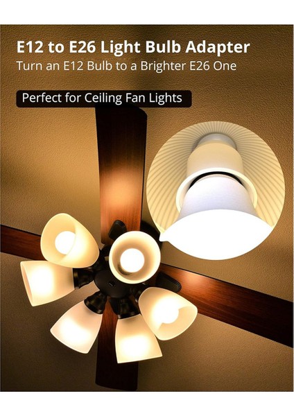 E12'DEN E26'YA Adaptör E12 Işık Soketi Orta Taban E26 E27 Dönüştürücü (Yurt Dışından) modelleri