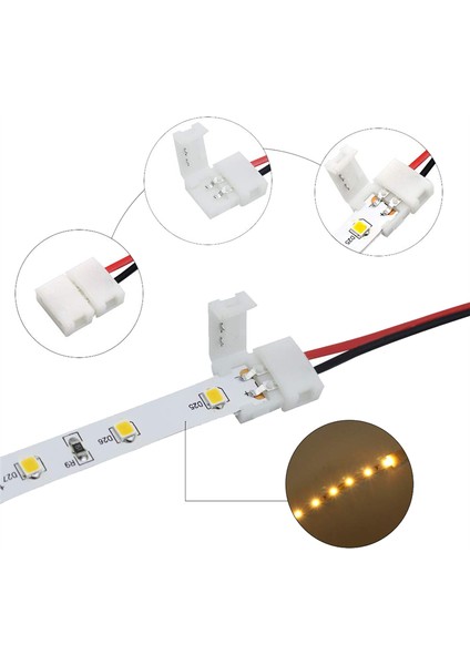 50 Adet LED Bant Konnektörü 2pin LED Şerit Aksesuarları Konnektörleri 10MM (Yurt Dışından) fiyatları