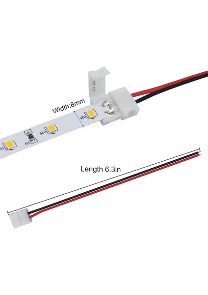 50 Adet LED Bant Konnektörü 2pin LED Şerit Aksesuarları Konnektörleri 8mm (Yurt Dışından) fırsatları