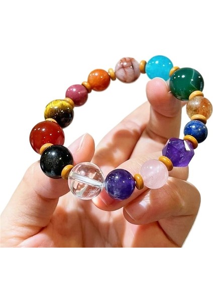 Doğal Beyaz Kristal Ametist Kaplan Gözü Taşı Gül Kuvars Amazonit Kırmızı Sakız Çiçeği Sitrin Altın Obsidyen Çok Hazineli Bilezik (Yurt Dışından)