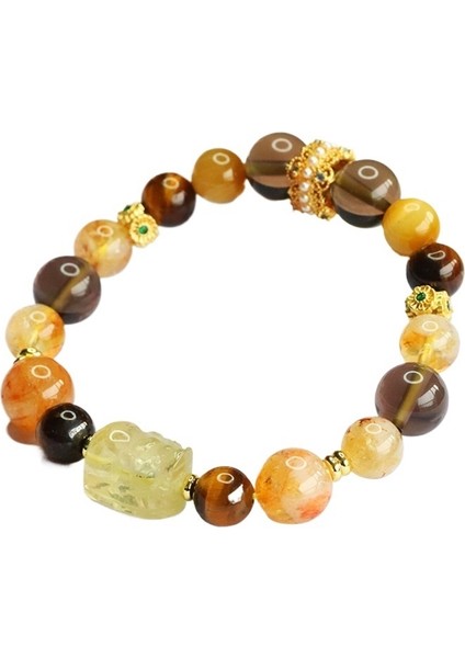 Yaz Doğal Sarı Kristal Pixiu Bilezik Sarı Kule Kristal Kaplan Gözü Taşı Çok Hazineli Bilezik (Yurt Dışından)