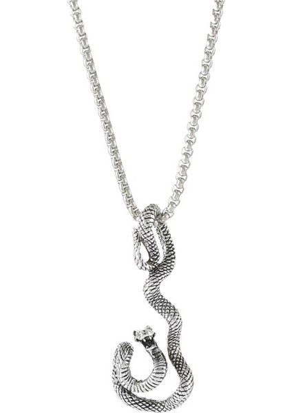 Kişilik Trendi Sarma Yılan Kolye Erkek Retro Trendi Havalı Kişilik Punk Titanyum Çelik Zincir Hip-Hop Zincir Aksesuarları (Yurt Dışından)