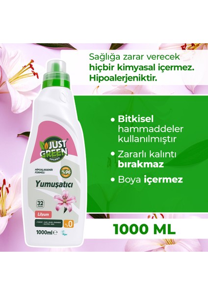 Bitkisel Çamaşır Yumuşatıcı Lilyum Çiçeği - Doğal ve Ferahlatıcı Yumuşaklık (1000 Ml) 32 Yıkama