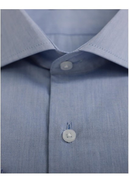 Gri Mavi Comfort Fit Uzun Kol Gömlek modelleri