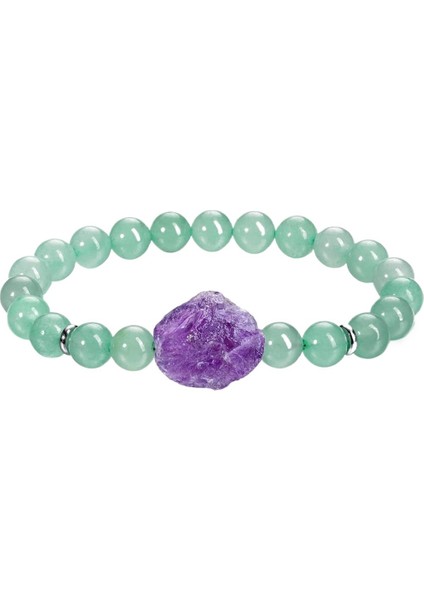 Moda Ametist Ham Taş Elastik Bilezik Düzensiz Doğal Taş Bayan Bileziği (Yurt Dışından)