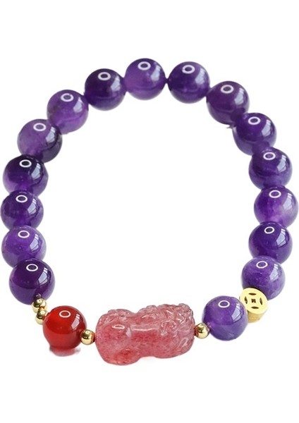 Doğal Ametist Bilezik Çilek Kristal Pixiu Bilezik Kadın Dokuz Mor Ateş (Yurt Dışından) modelleri