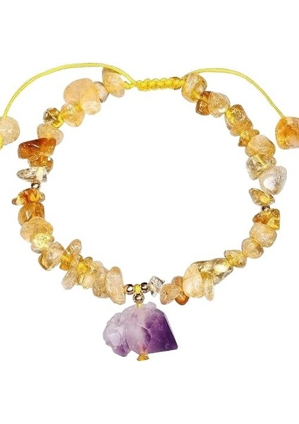 Doğal Kristal Çakıl Bilezik Ametist Kolye Bilezik ile Düzensiz Kendin Yap Takı Renkli Çakıl Boncuklu El Takı (Yurt Dışından)