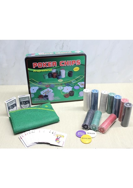Metal Kutulu 500 Chip ve 2 Adet Iskambil Kağit Setine Sahip Poker Oyunu ALK3540