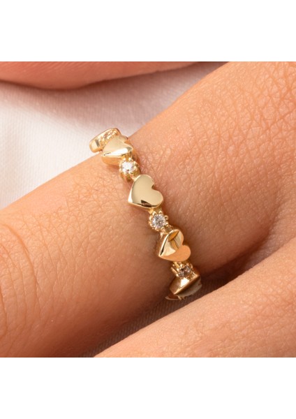 Gümüş Yüzük - Kalp Sadakat Yemini (Pırlanta)Taşlı 925 Ayar Gümüş Sıralı Alyans Yüzük-Hediye 925 Ayar Gümüş Yüzük