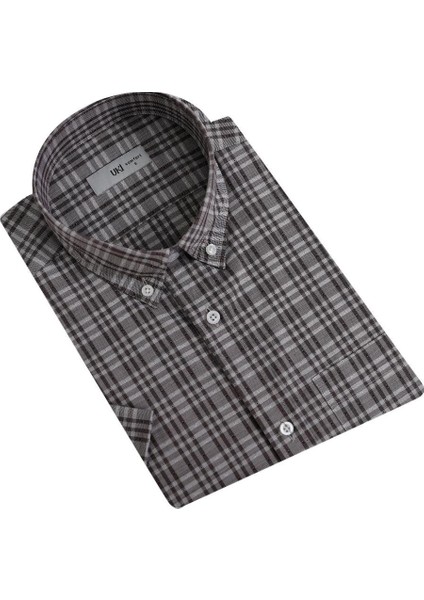 Kahve Comfort Fit Kısa Kol Ekose Gömlek fiyatları