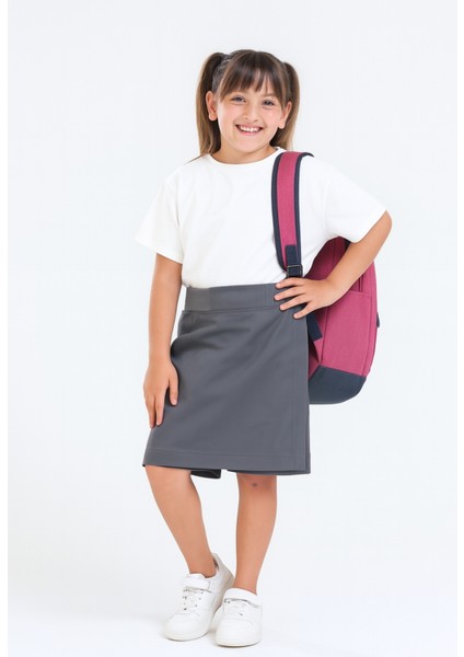 Kız Çocuk Beli Ipli Okul Kaşkorse Şort Etek G2025-1