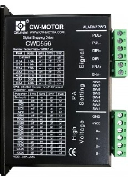 CWD556-M542 ,24V..50VDC/5.6A 2-Faz/4-Kablo Step Motor Sürücü