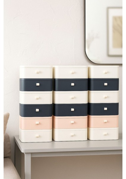 Renkli 3'lü Çekmeceli Takı ve Makyaj Düzenleyici Seti fırsatları