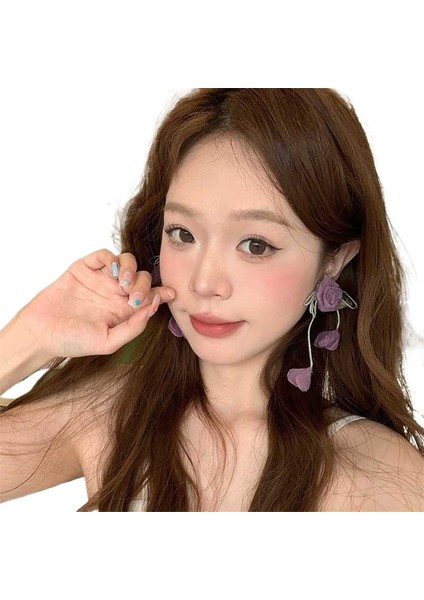 Kadınlar Için Tatil Perisi Çiçek Küpeleri Abartılı Tatil Niş Retro Tatlı Küpeler (Yurt Dışından)