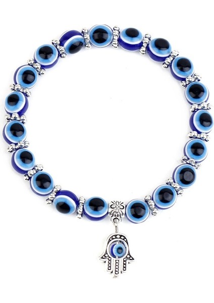 Mavi Göz Bileziği Fatima Palmiye Şeytan Gözü Boncuklu Bileklik (Yurt Dışından)