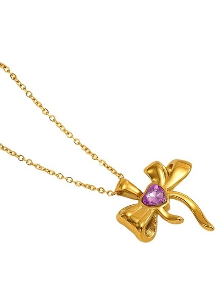 Ins Moda Paslanmaz Çelik Kolye Elmas Yay Kolye Ucu Mizaç Soğuk Stil Kolye Köprücük Kemiği Zinciri (Yurt Dışından) modelleri