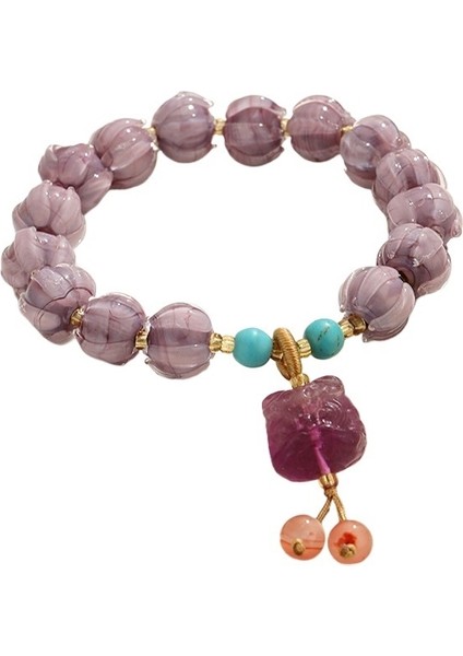 Yaz Yeni Varış Dusk Mountain Mor Aslan Cam Lotus Bodhi Bilezik Kadınlar Için Her Şeye Uygun Üst Düzey Duygu (Yurt Dışından)