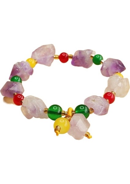 Yaz Doğal Ametist Bilezik Dokuz Mor Ateş Bilezik Renkli Taş Takı (Yurt Dışından)