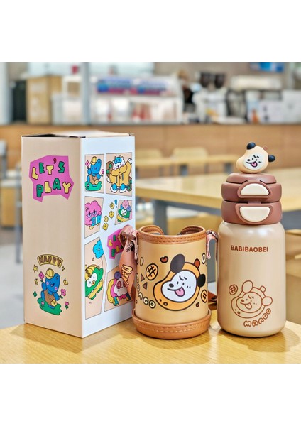 Yalıtımlı Bardak Pipetli Ikili Içme Bardağı Paslanmaz Çelik Vakumlu Kupa Öğrenci Bardağı (Yurt Dışından)