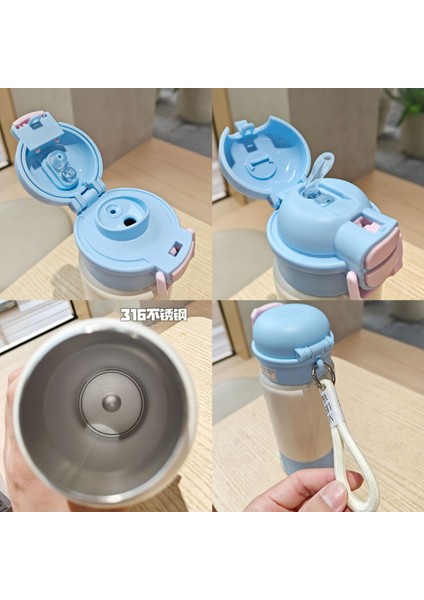 Çocuk Pipetli Kupa Paslanmaz Çelik Vakumlu Bardak Öğrenci Sevimli Yalıtımlı Bardak (Yurt Dışından) fiyatları