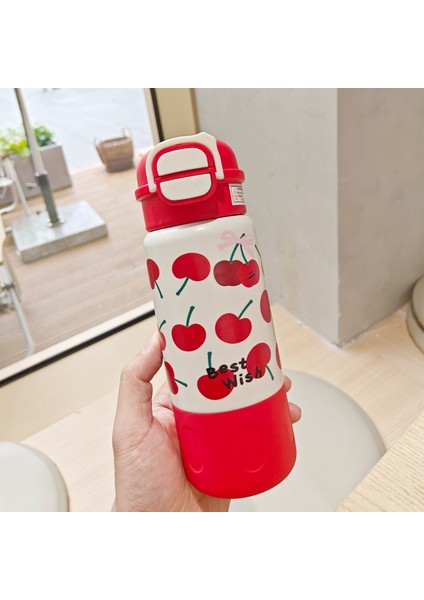 Çocuk Pipetli Kupa Paslanmaz Çelik Vakumlu Bardak Öğrenci Sevimli Yalıtımlı Bardak (Yurt Dışından)