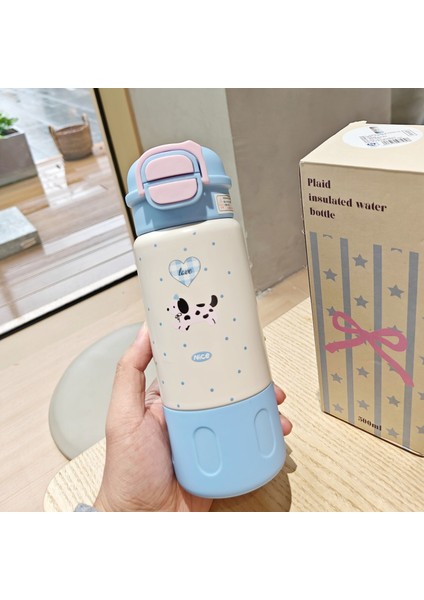 Çocuk Pipetli Kupa Paslanmaz Çelik Vakumlu Bardak Öğrenci Sevimli Yalıtımlı Bardak (Yurt Dışından)