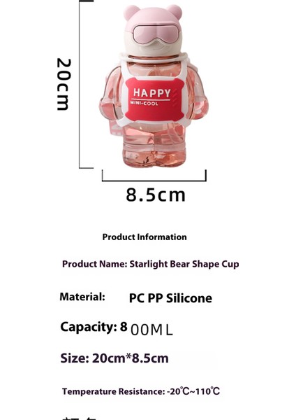 Çocuk Plastik Dak Büyük Kapasiteli Serin Ayı Su Şişesi Sevimli Öğrenci Dakları (Yurt Dışından) modelleri