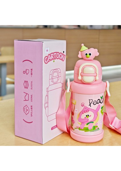 Yalıtımlı Bardak Pipetli Ikili Içme Bardağı Paslanmaz Çelik Vakumlu Kupa Öğrenci Bardağı (Yurt Dışından)