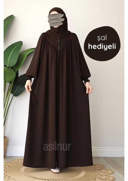 Elif Ferace Şal Hediyeli Takım Kahverengi