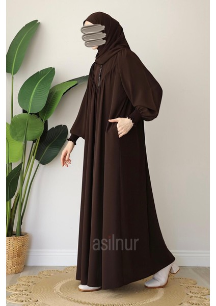 Elif Ferace Şal Hediyeli Takım Kahverengi modelleri