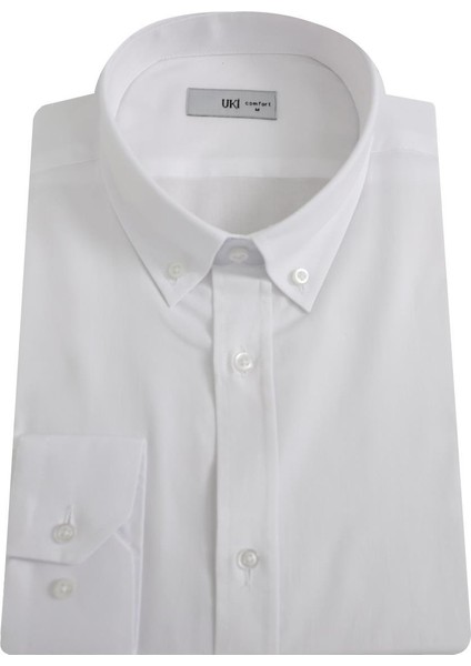 Beyaz Comfort Fit Uzun Kol Oxford Klasik Gömlek