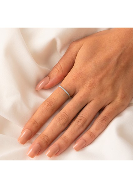 Gümüş Yüzük - Firuze Taşlı 925 Ayar Gümüş Yüzük - 0.25 Karat Yarım Tur Pırlanta Montörü Alyans indirimleri