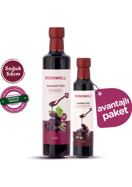 Soğuk Sıkım Doğal 2'li Özler Paketi – Karadut ve Hurma Özü, Katkısız & Doğal Enerji Kaynağı