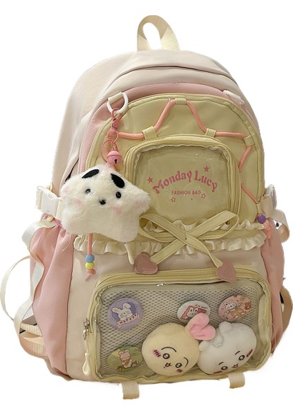 Sevimli Yüksek Yüzlü Ortaokul Öğrencisi Kız Sırt Çantası (Yurt Dışından)