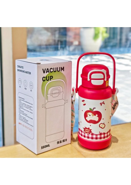 Yalıtımlı Bardak Pipetli Ikili Içme Bardağı Paslanmaz Çelik Vakumlu Kupa Öğrenci Bardağı (Yurt Dışından)