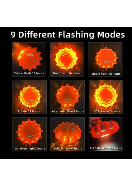 3 Paket LED Yol Fişekleri Acil Durum Işıkları Yol Kenarı Uyarı Güvenlik Diski Beacon Yanıp Sönen Flare Kiti, Yuvarlak (Yurt Dışından) fırsatları