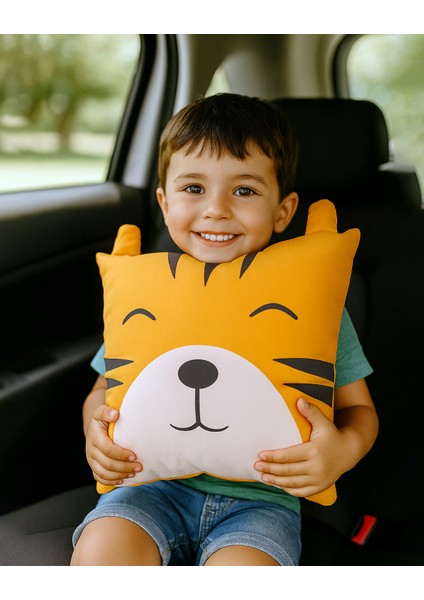 Kaplan Figürlü Uyku ve Oyun Arkadaşı Yastık – Jungle Temalı Dekoratif Çocuk Yastığı