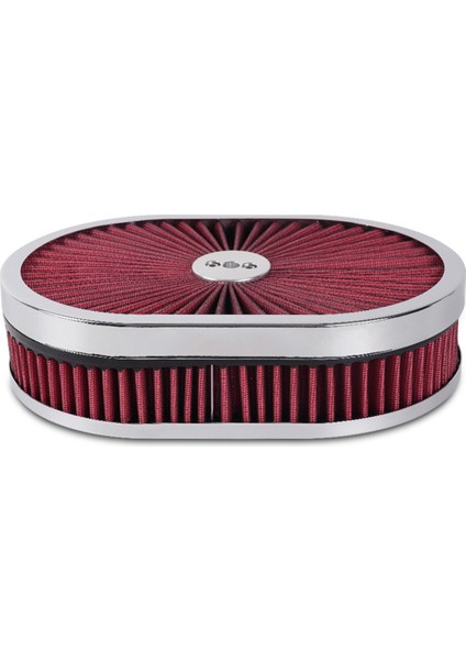 Araba Oval Hava Temizleyici Filtre 12X2 Inç Hava Filtresi Akış Arıtıcı 5-1/8 Inç Arayüz Boyun Kırmızı (Yurt Dışından)