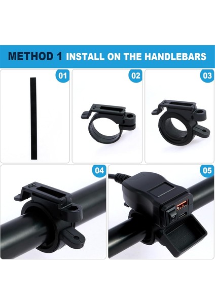 Usb-A+Type-C 12V-24V Voltmetreli Moto Şarj Cihazı, Telefonlar, Tabletler ve Gps Için Hızlı Şarj, Gidona/aynaya Monte (Yurt Dışından) indirimleri