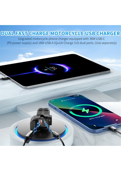 Qc3.0 Motosiklet USB Şarj Cihazı Su Geçirmez Pd3.0 Port Soketi Voltmetre Aksesuarları ile Gidona Hızlı Şarj Adaptörü (Yurt Dışından) fiyatları
