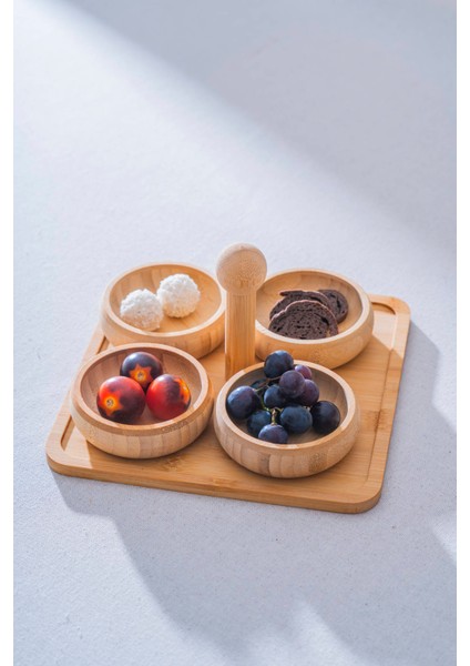 Bambu Standlı 4 Lü Sunum Kase Seti fiyatları