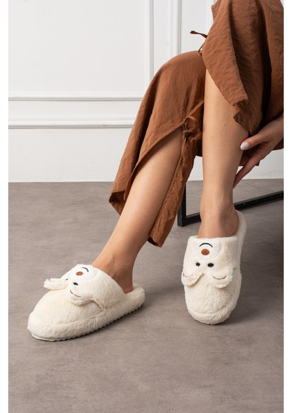 Kadın Ev Terliği Ayıcık Figürlü Peluş Ev Terliği Ses Yapmaz Taban Sıcak Şık Tasarım