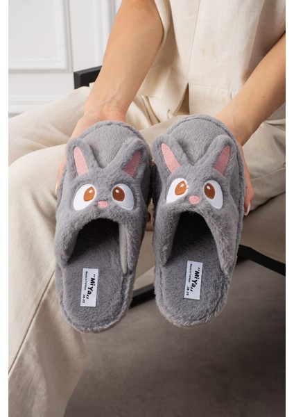 Kadın Ev Terliği Yumuşak Peluş Kaymaz Taban